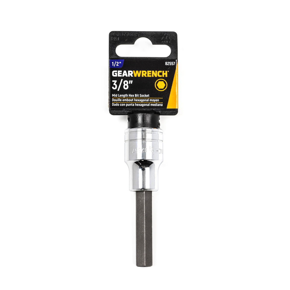 Gearwrench 82557 1/2" Drive Mid Length Hex Bit SAE Socket 3/8"