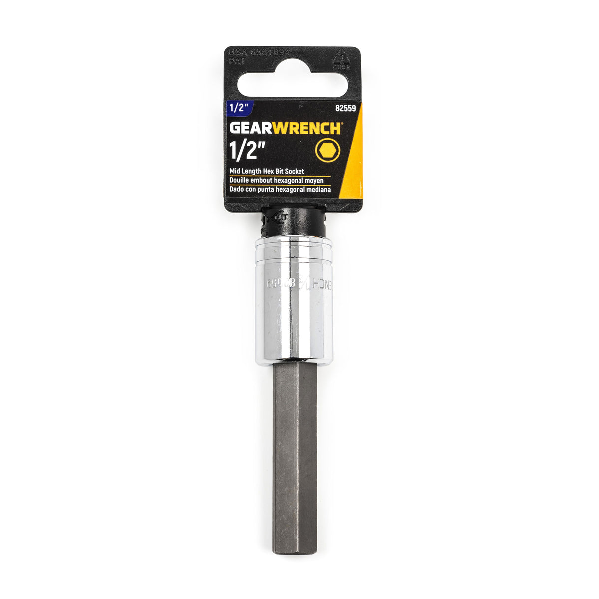 Gearwrench 82559 1/2" Drive Mid Length Hex Bit SAE Socket 1/2"