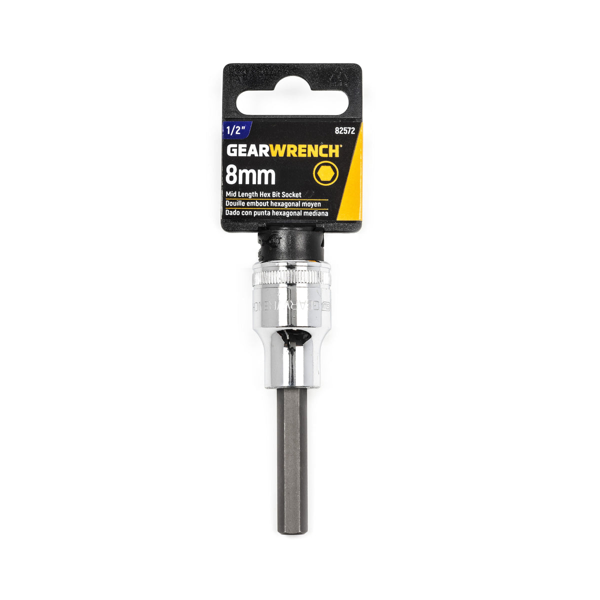Gearwrench 82572 1/2" Drive Mid Length Hex Bit Metric Socket 8mm