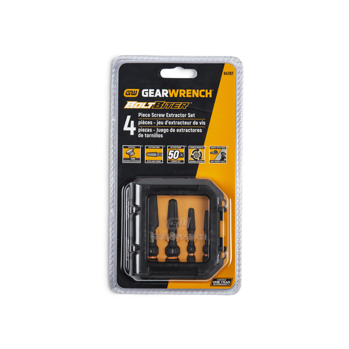 Gearwrench 84787 4 Piece Bolt Biter™ Screw Extractor Set