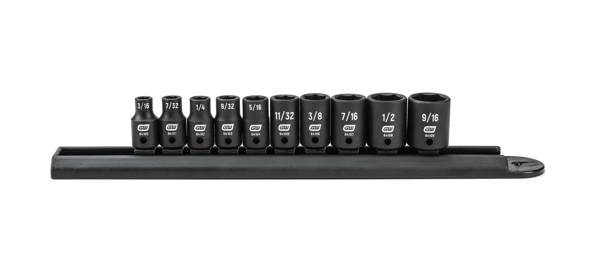 Gearwrench 84906 10 Piece 1/4" Drive 6 Point Standard Impact SAE Socket Set