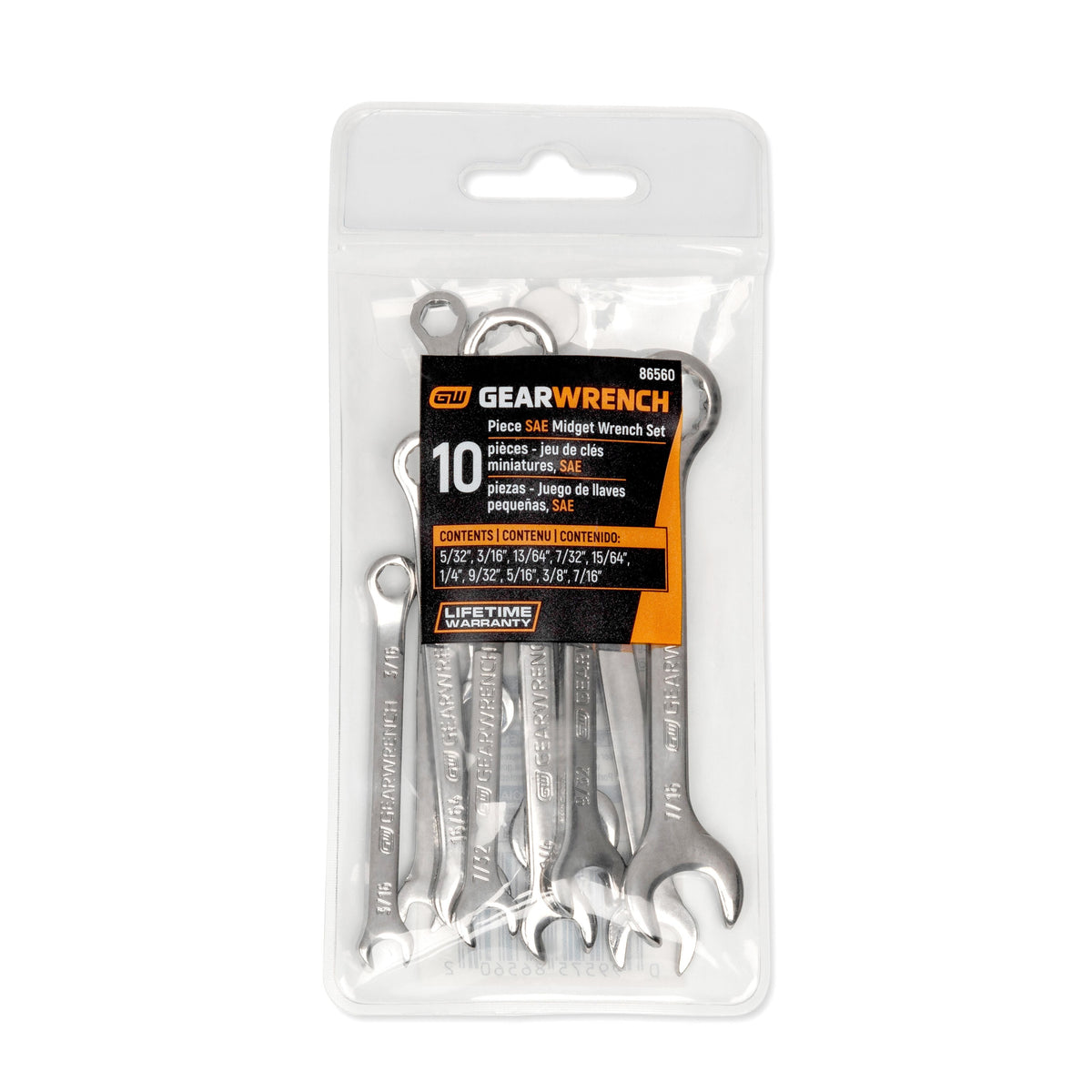 Gearwrench 86560 10 Piece SAE Midget Combination Wrench Set