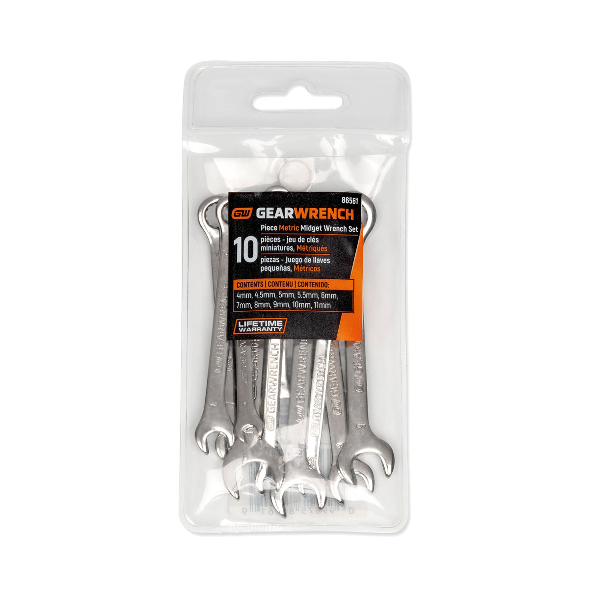 Gearwrench 86561 10 Piece Metric Midget Combination Wrench Set