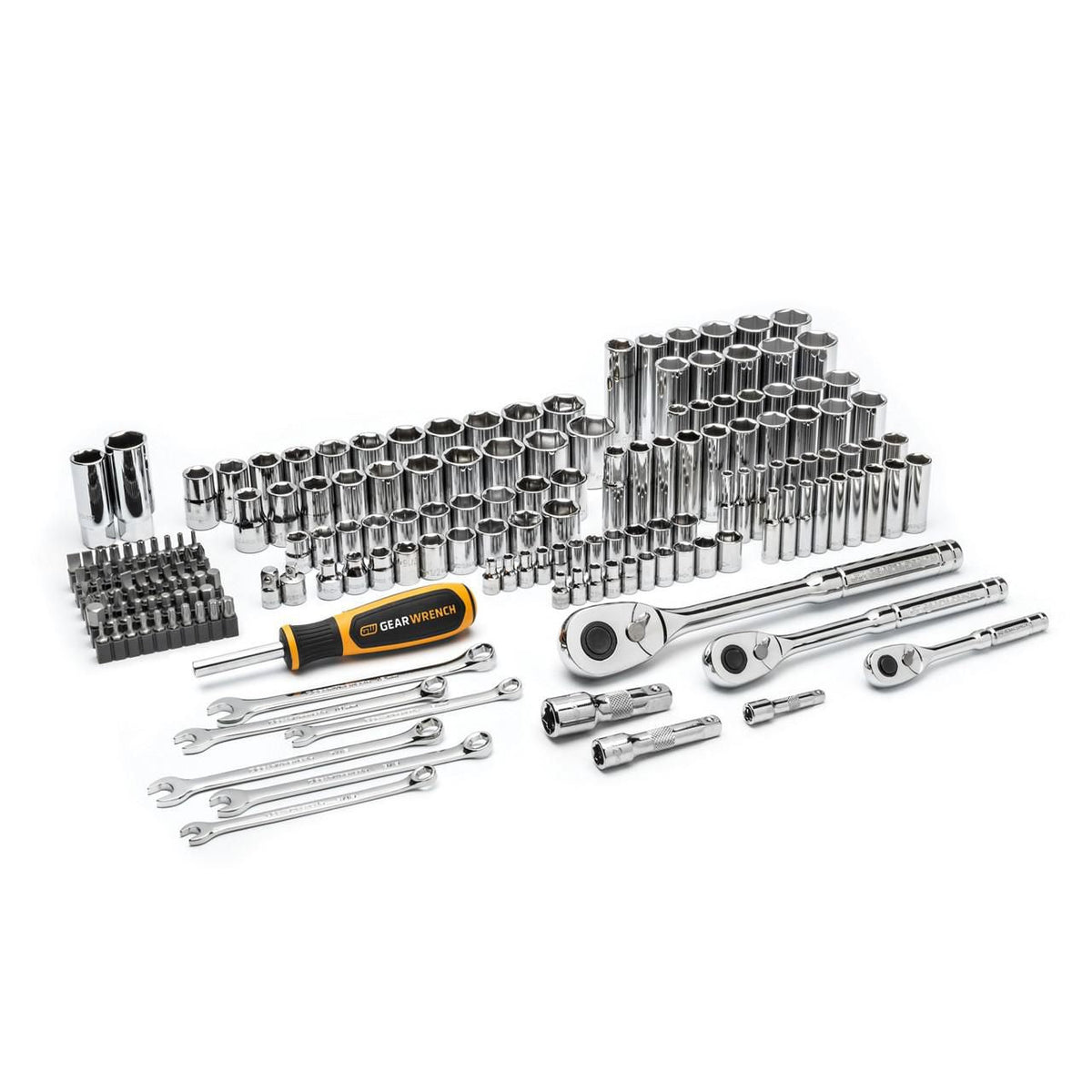 Gearwrench GW72MCBMTS 185 Piece 1/4”, 3/8” & 1/2" Drive 72-Tooth SAE/Metric Mechanics Hand Tool Set