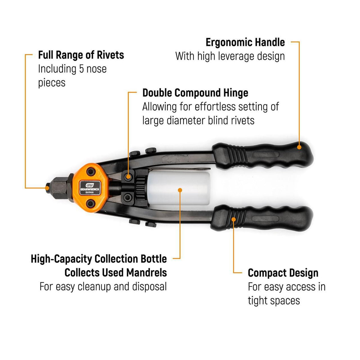 Gearwrench 86966 13" Heavy-Duty Hand Riveter