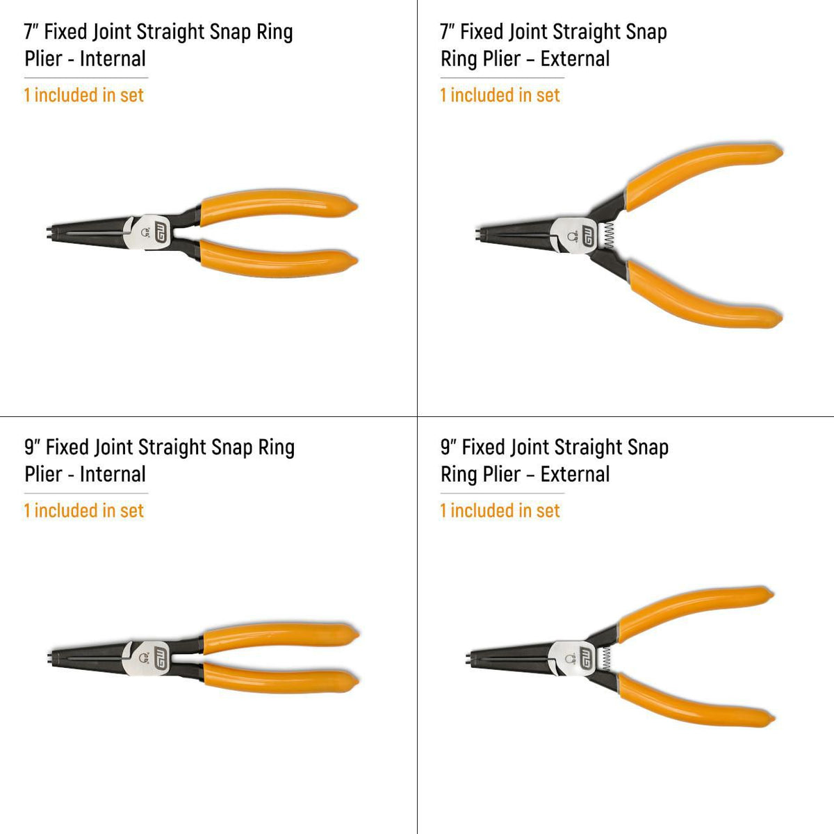 Gearwrench 89701 4 Piece Fixed Joint Internal/External Snap Ring Pliers Set
