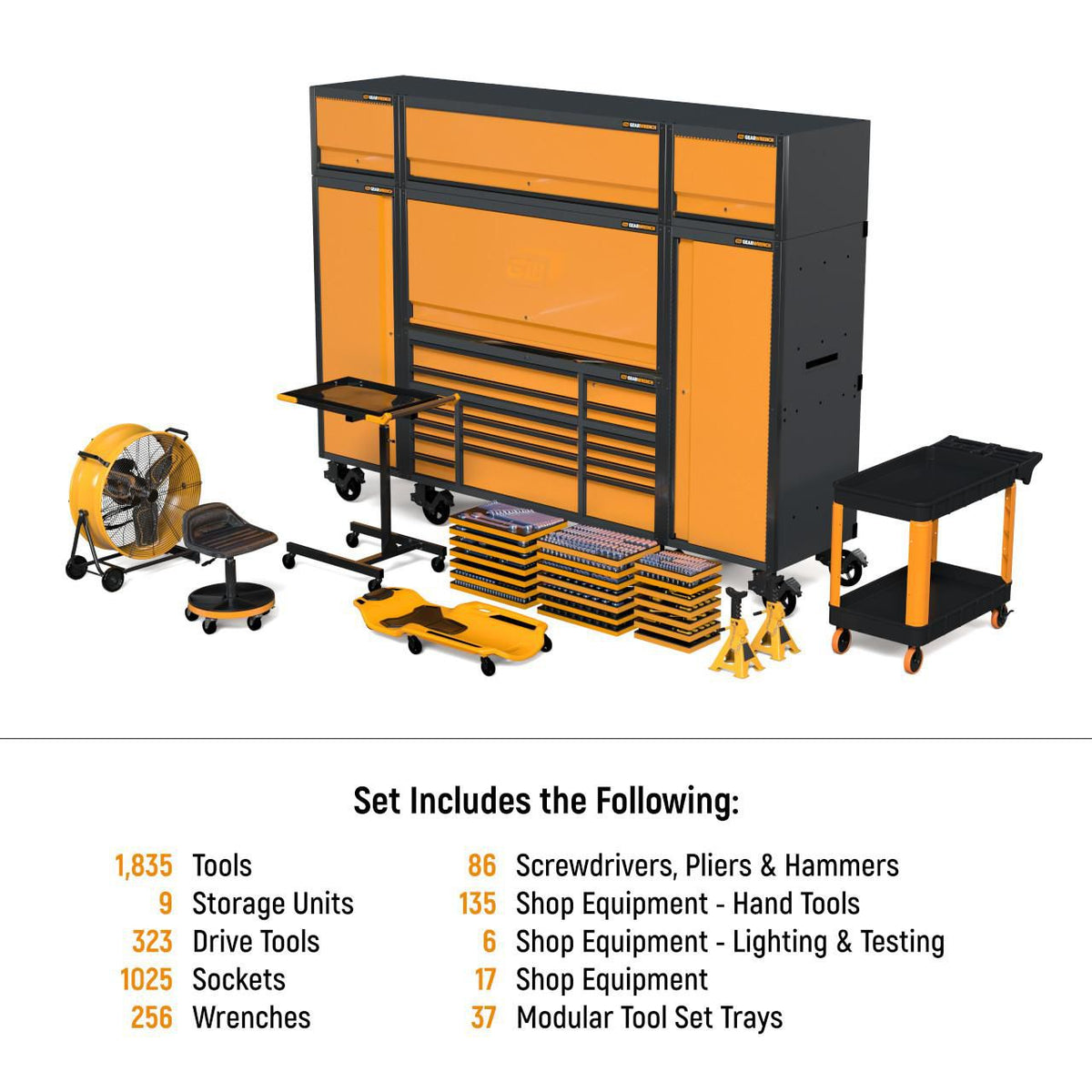 Gearwrench MEGAMOD1858 1858 Piece MEGAMOD Mechanics Tool Set in Premium Modular Foam Trays with Tool Storage & Shop Equipment