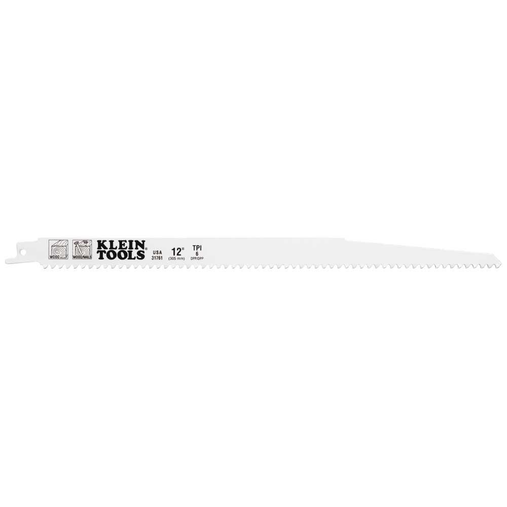 Klein Tools 31761 Reciprocating Saw Blades, 6 Tpi, 12-Inch, 5-Pack