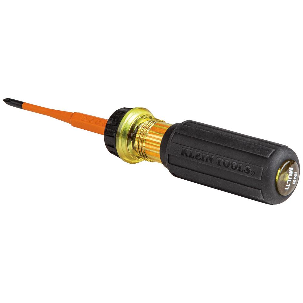 Klein Tools 32286 Flip-Blade Insulated Screwdriver, 2-In1, Ph Bit #1, Sl Bit 3/16-Inch