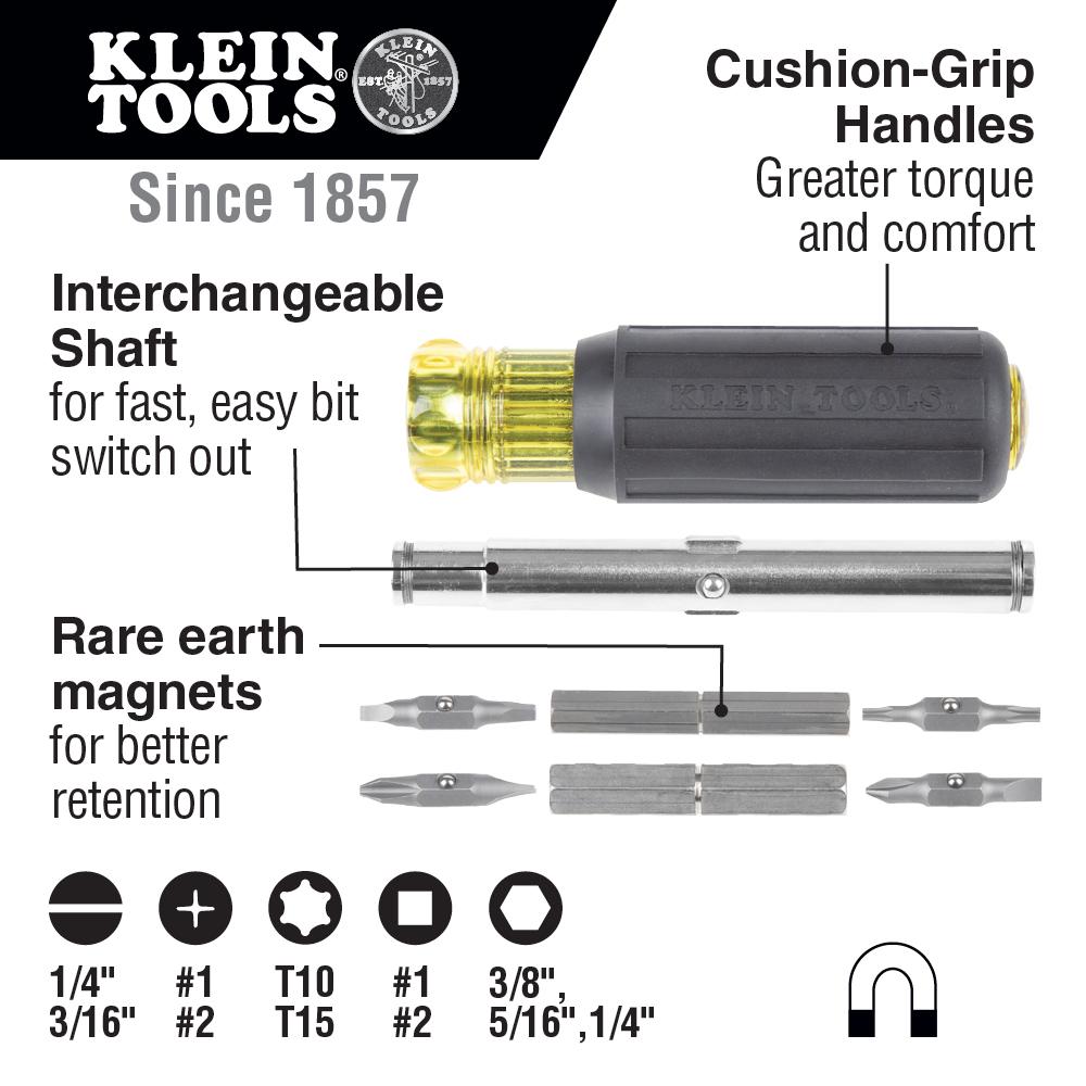 Klein Tools 32500MAG 11-In-1 Magnetic Screwdriver / Nut Driver