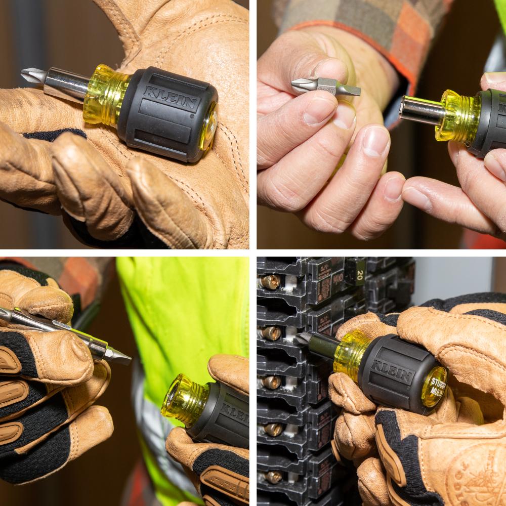 Klein Tools 32561 Multi-Bit Screwdriver / Nut Driver, 6-In-1, Stubby, Ph, Sl Bits
