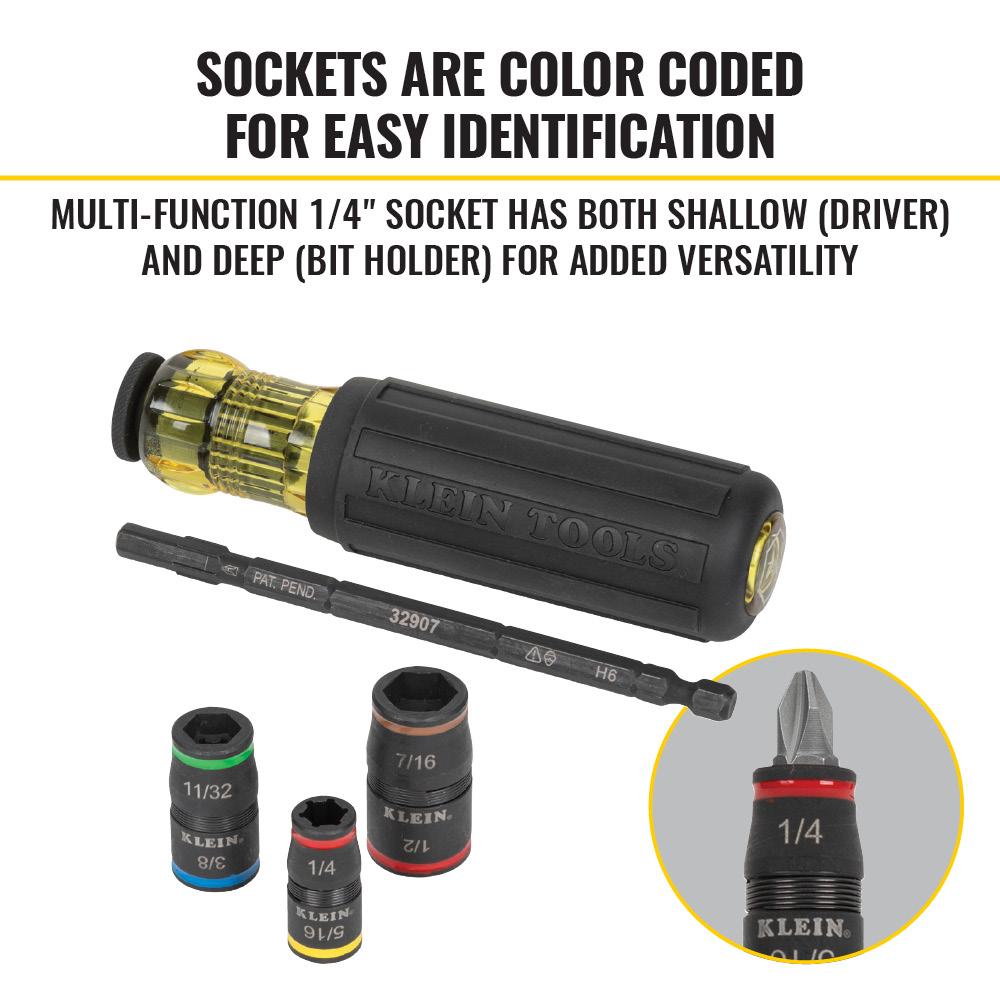 Klein Tools 32900 7-In-1 Impact Flip Socket With Handle