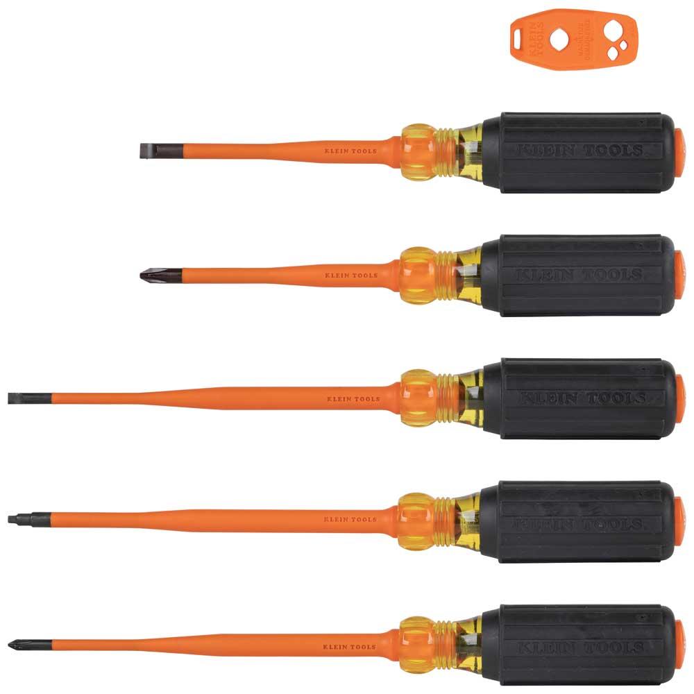 Klein Tools 33736INS Screwdriver Set, 1000V Slim-Tip Insulated And Magnetizer, 6-Piece