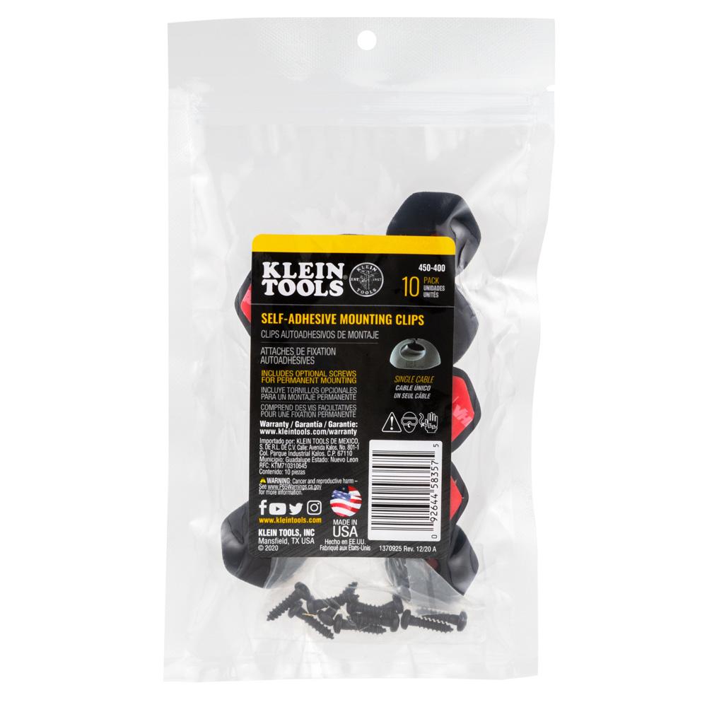 Klein Tools 450-410 Self-Adhesive Cable Mounting Clips, 3-Slot (10-Pack)
