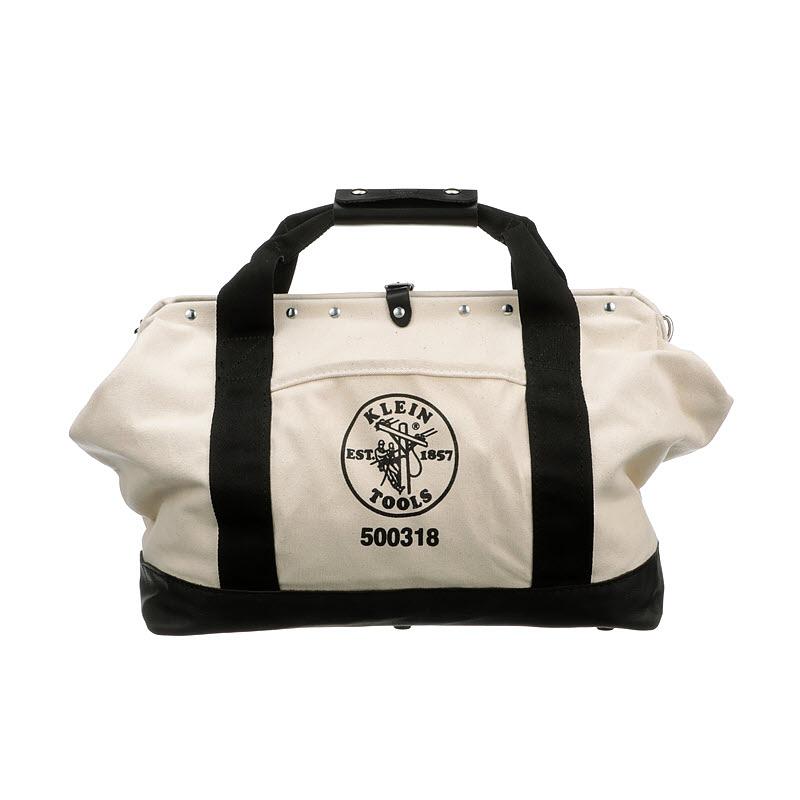 Klein Tools 5003-18 Tool Bag, Canvas With Leather Bottom, 11 Pockets, 18-Inch