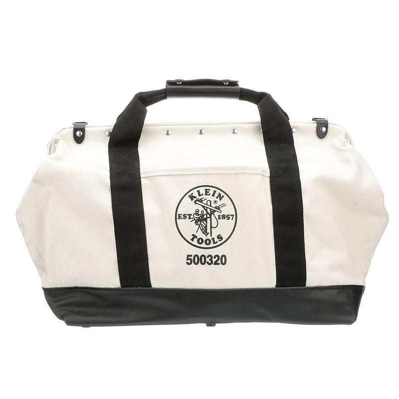 Klein Tools 5003-20 Tool Bag, Canvas With Leather Bottom, 15 Pockets, 20-Inch