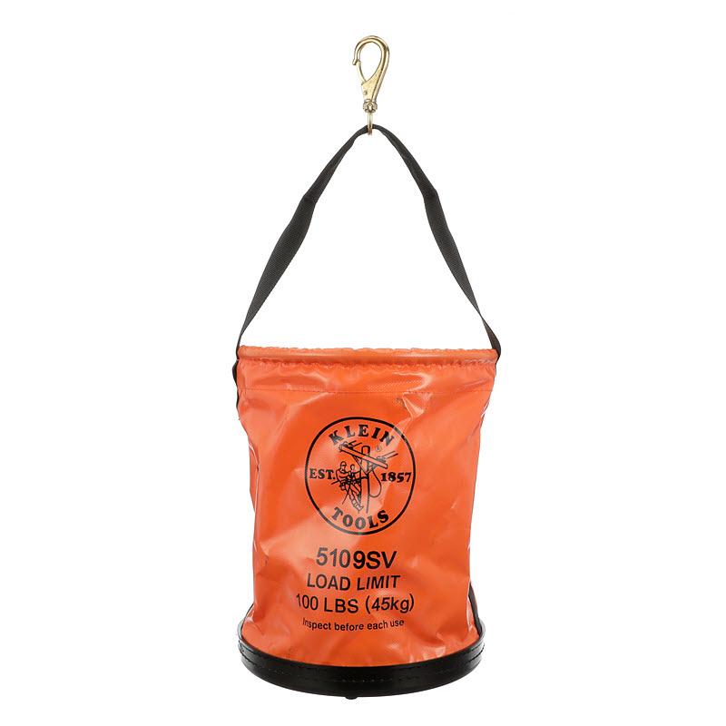 Klein Tools 5109SV Utility Bucket, Vinyl Tool Bucket With Swivel Snap, 12-Inch