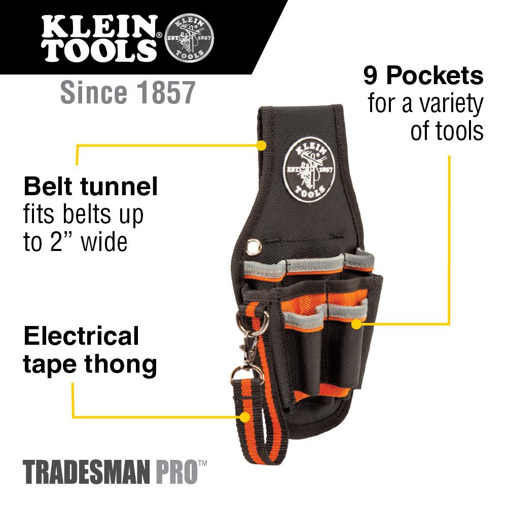 Klein Tools 5240 Tradesman Pro Tool Pouch, 9 Pockets, 10.25 X 5.5 X 10.25-Inch