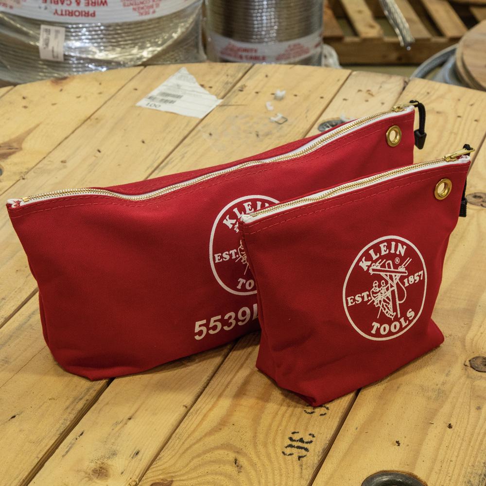 Klein Tools 5539LRED Zipper Bag, Large Canvas Tool Pouch, 18-Inch, Red
