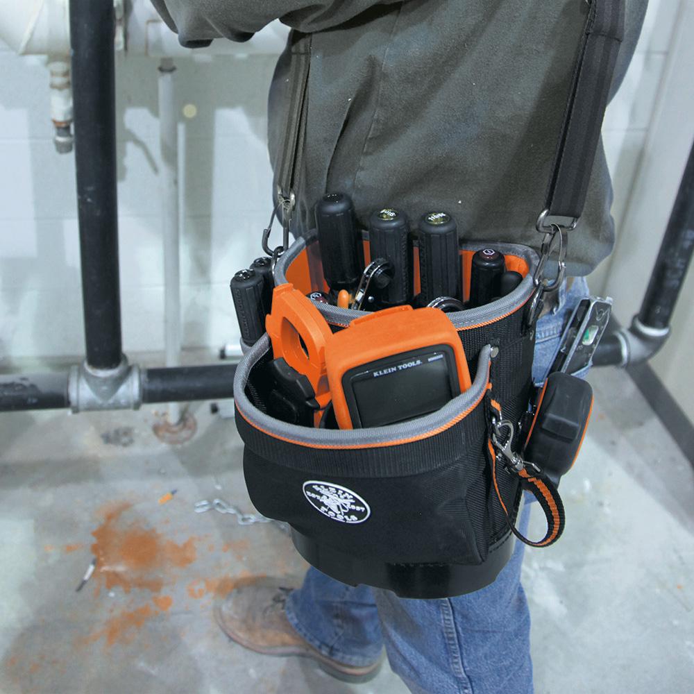 Klein Tools 55419SP-14 Tool Bag, Tradesman Pro Shoulder Pouch, 14 Pockets, 10-Inch