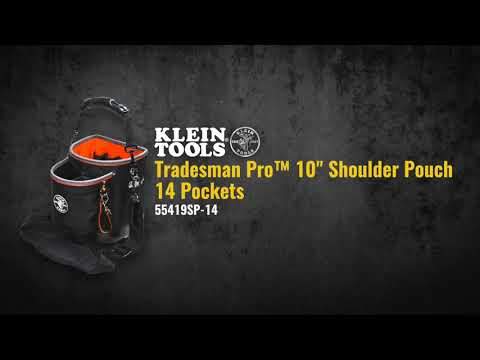 Klein Tools 55419SP-14 Tool Bag, Tradesman Pro Shoulder Pouch, 14 Pockets, 10-Inch