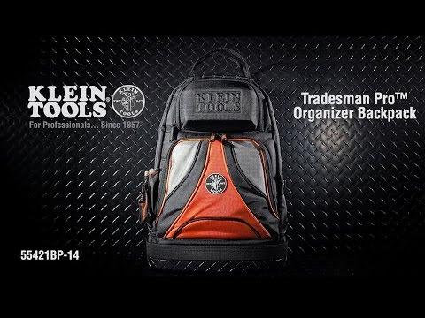 Klein Tools 55421BP-14 Tradesman Pro Tool Bag Backpack, 39 Pockets, Black, 14-Inch