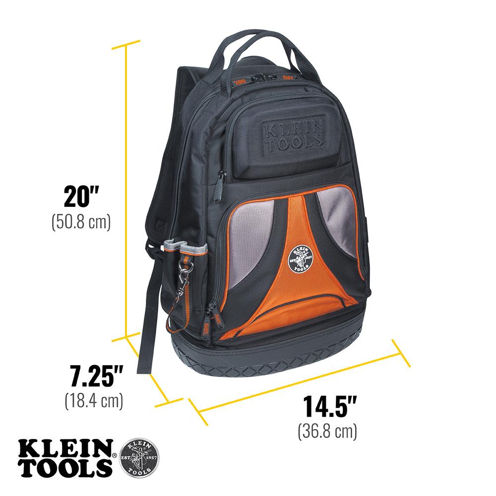 Klein Tools 55421BP-14 Tradesman Pro Tool Bag Backpack, 39 Pockets, Black, 14-Inch