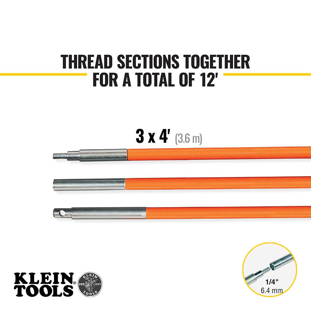 Klein Tools 56312 Lo-Flex Fish Rod Set, 12-Foot