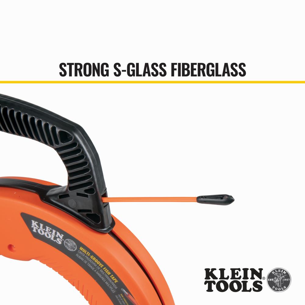 Klein Tools 56382 Multi-Groove Fiberglass Fish Tape With Nylon Tip, 50-Foot