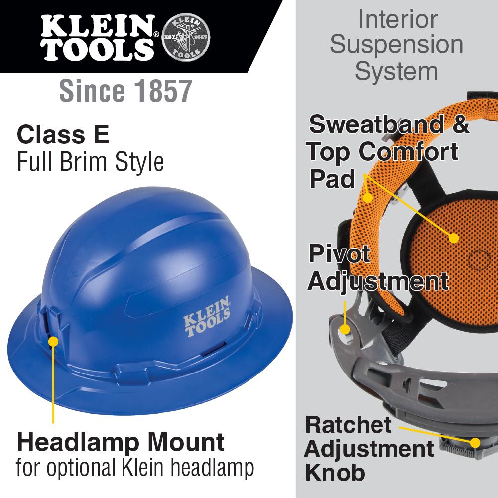 Klein Tools 60249 Hard Hat, Non-Vented, Full Brim Style , Blue