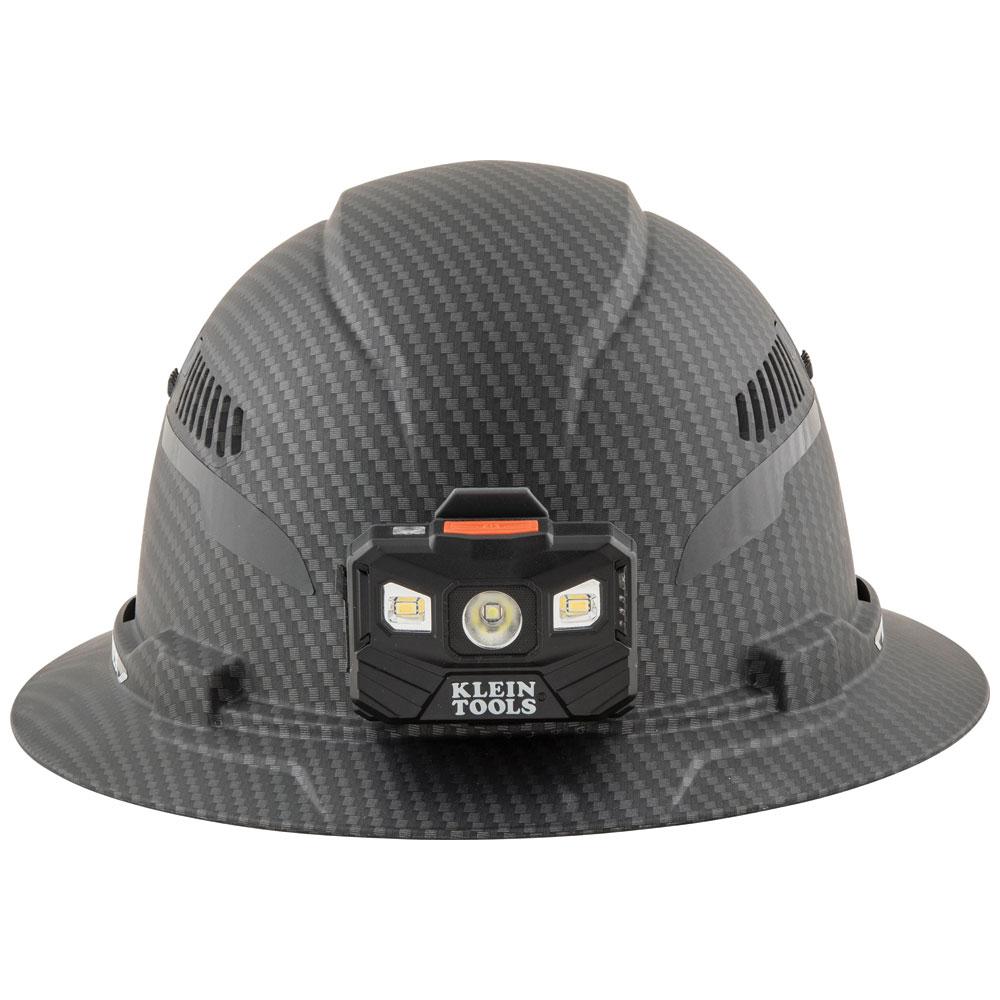 Klein Tools 60347 Hard Hat, Premium Karbn Pattern, Vented Full Brim, Class C, Lamp