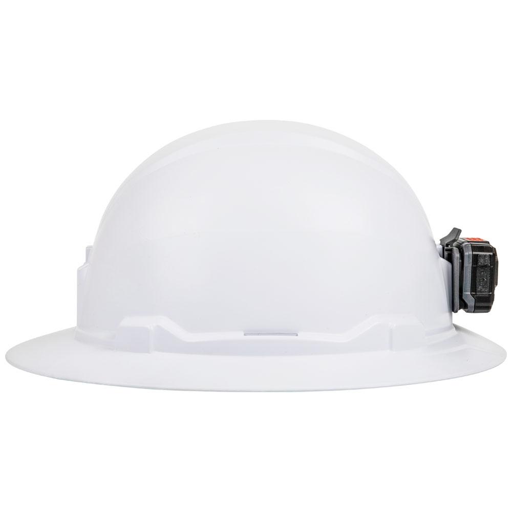 Klein Tools 60406RL Hard Hat, Non-Vented, Full Brim With Rechargeable Headlamp, White