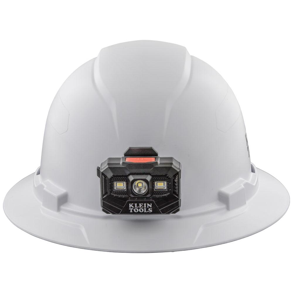 Klein Tools 60406RL Hard Hat, Non-Vented, Full Brim With Rechargeable Headlamp, White