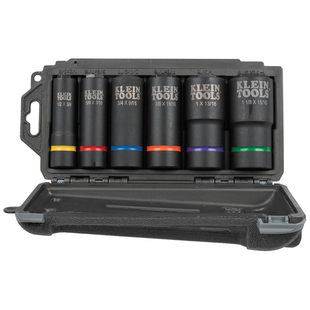 Klein Tools 66060 2-In-1 Impact Socket Set, 6-Point, 6-Piece