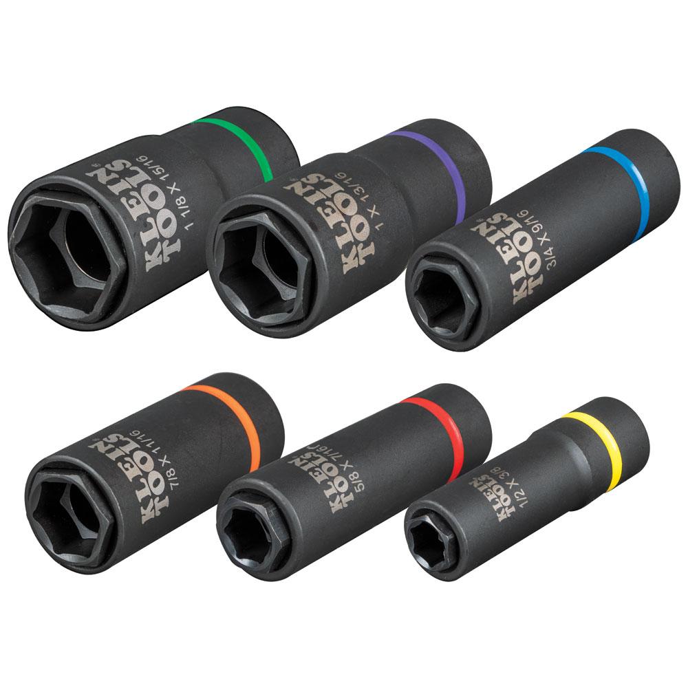 Klein Tools 66060 2-In-1 Impact Socket Set, 6-Point, 6-Piece