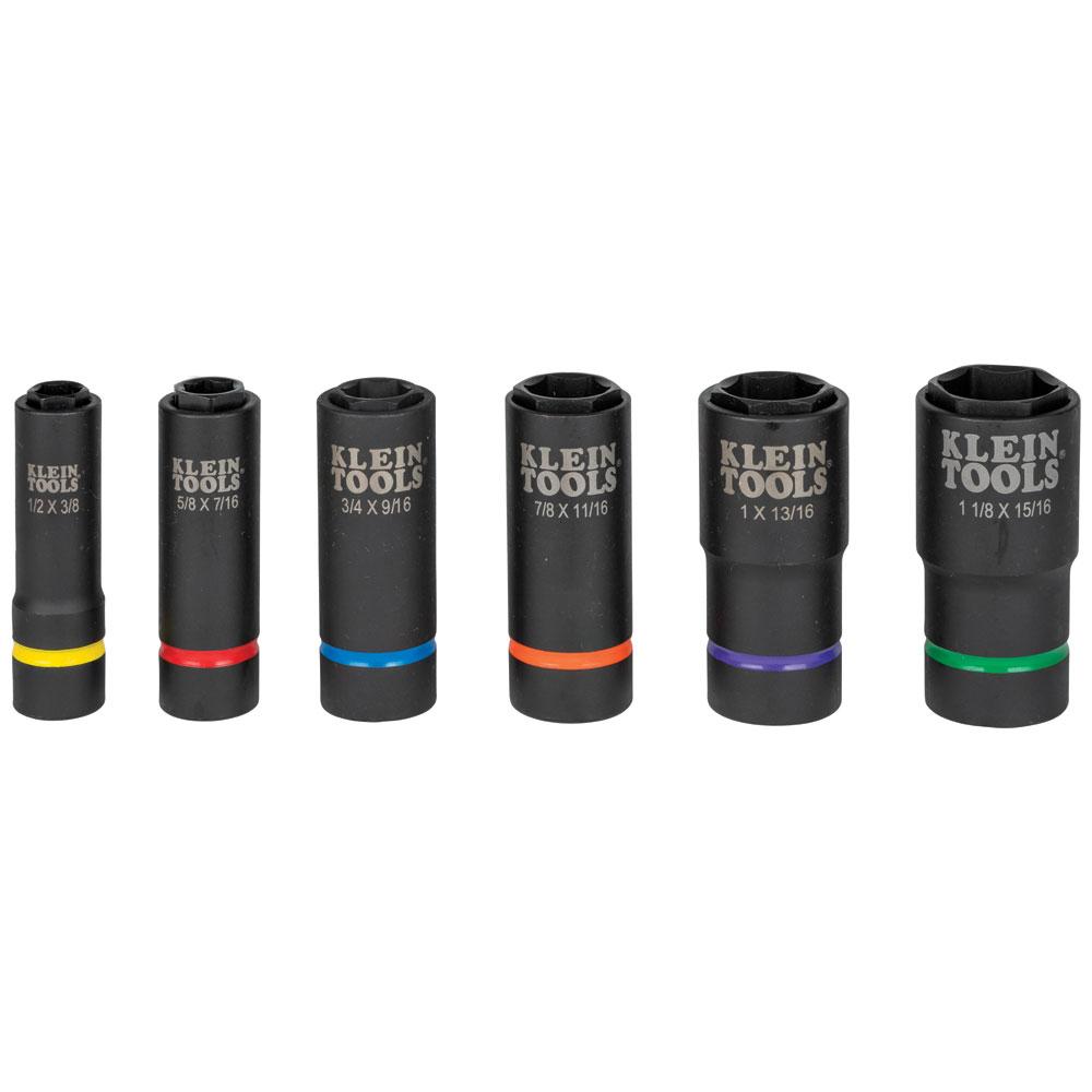Klein Tools 66060 2-In-1 Impact Socket Set, 6-Point, 6-Piece