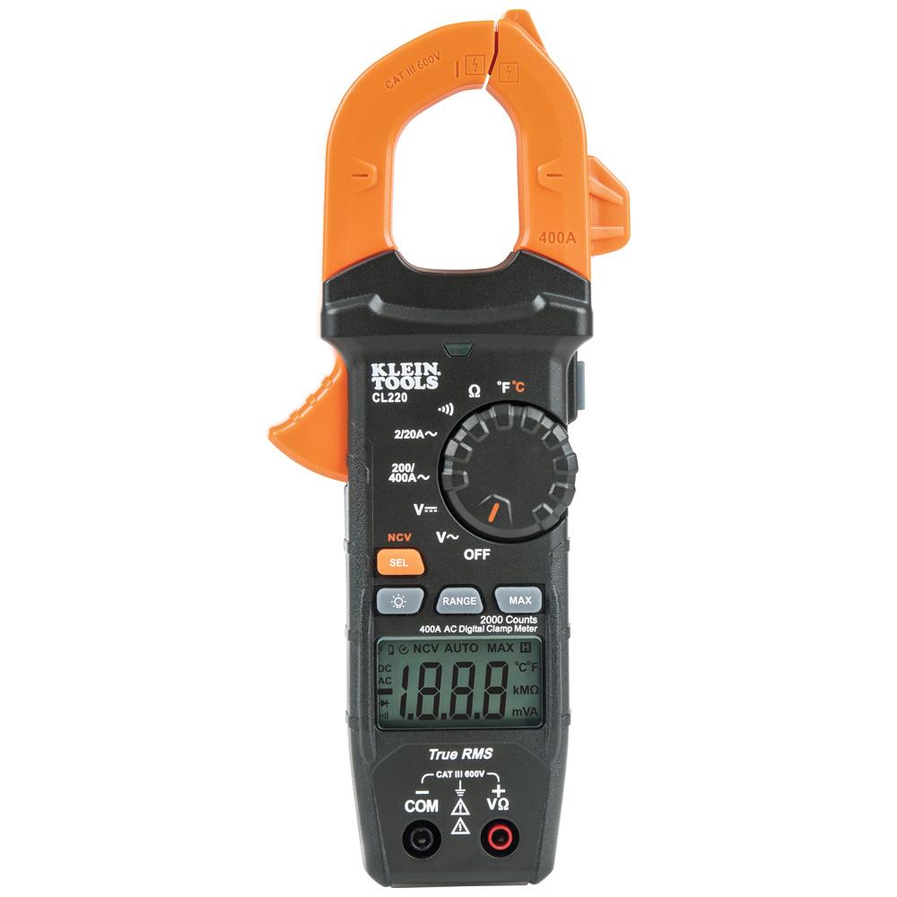 Klein Tools CL220 Digital Clamp Meter, Ac Auto-Ranging 400 Amp With Temp