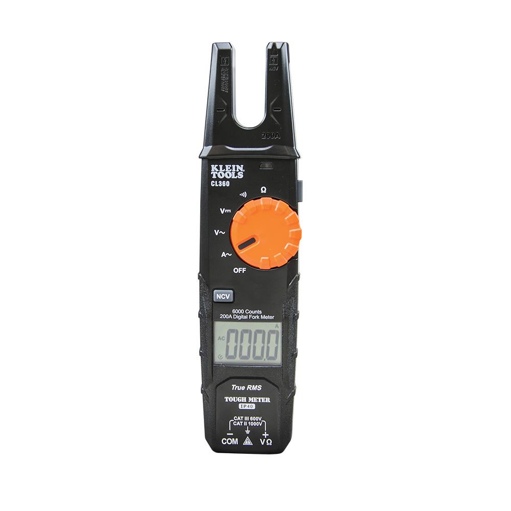 Klein Tools CL360 Electrical Tester, Open Jaw Fork Meter, Ac Auto-Ranging, 200 Amp