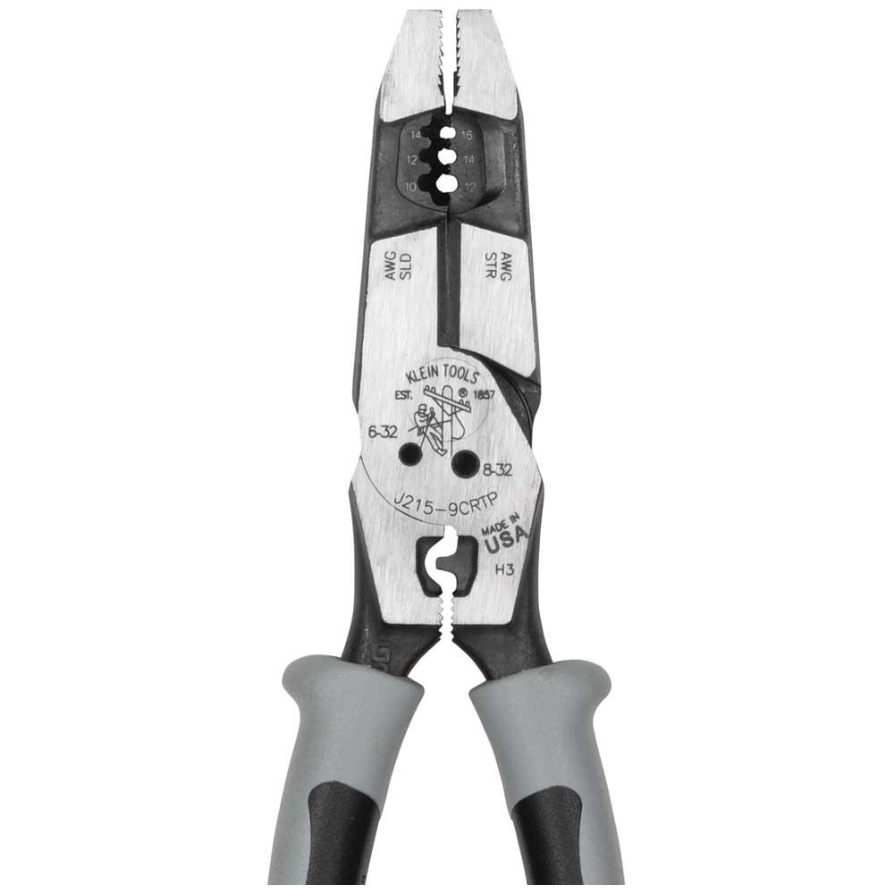 Klein Tools J2159CRTP Hybrid Pliers With Crimper, Fish Tape Puller And Wire Stripper