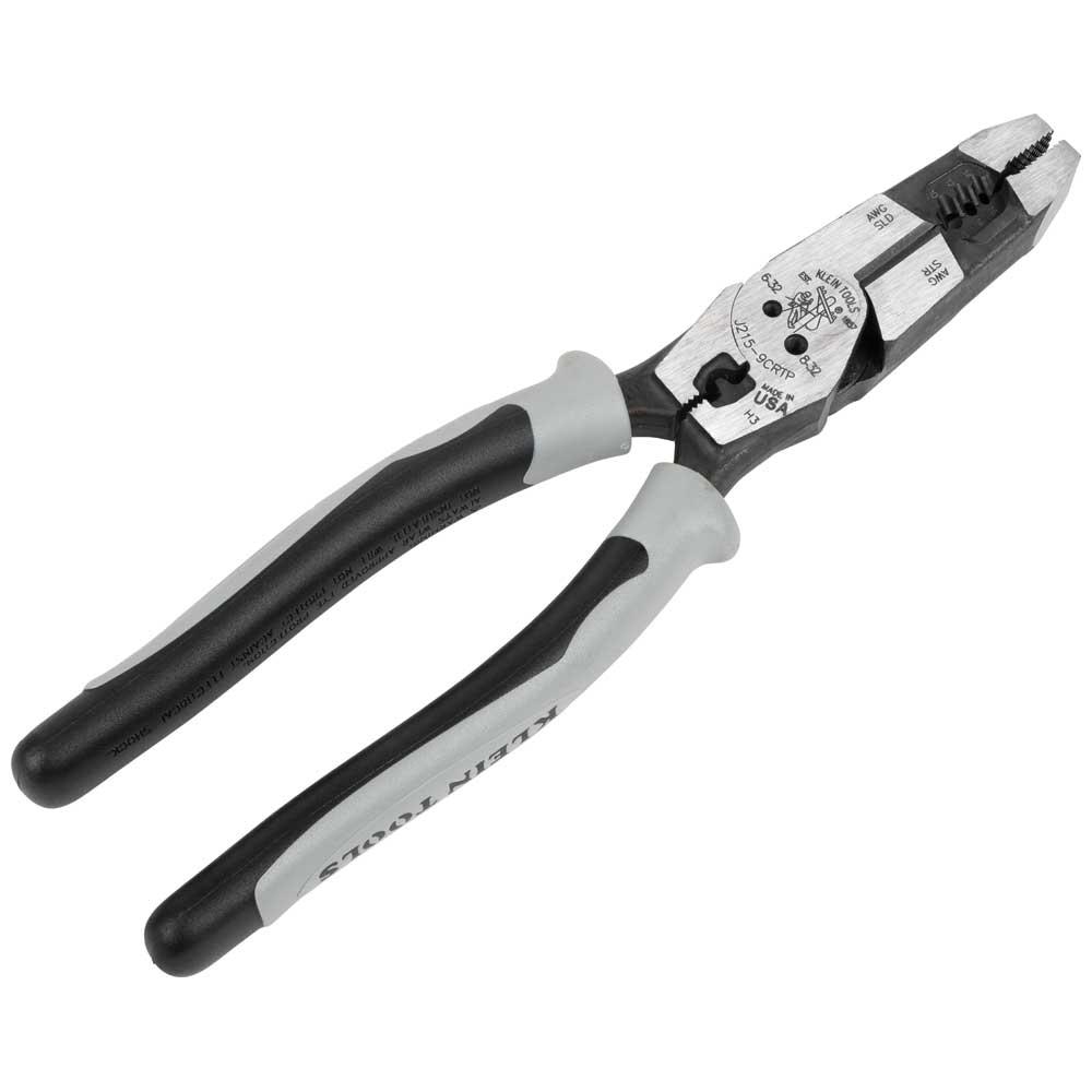 Klein Tools J2159CRTP Hybrid Pliers With Crimper, Fish Tape Puller And Wire Stripper