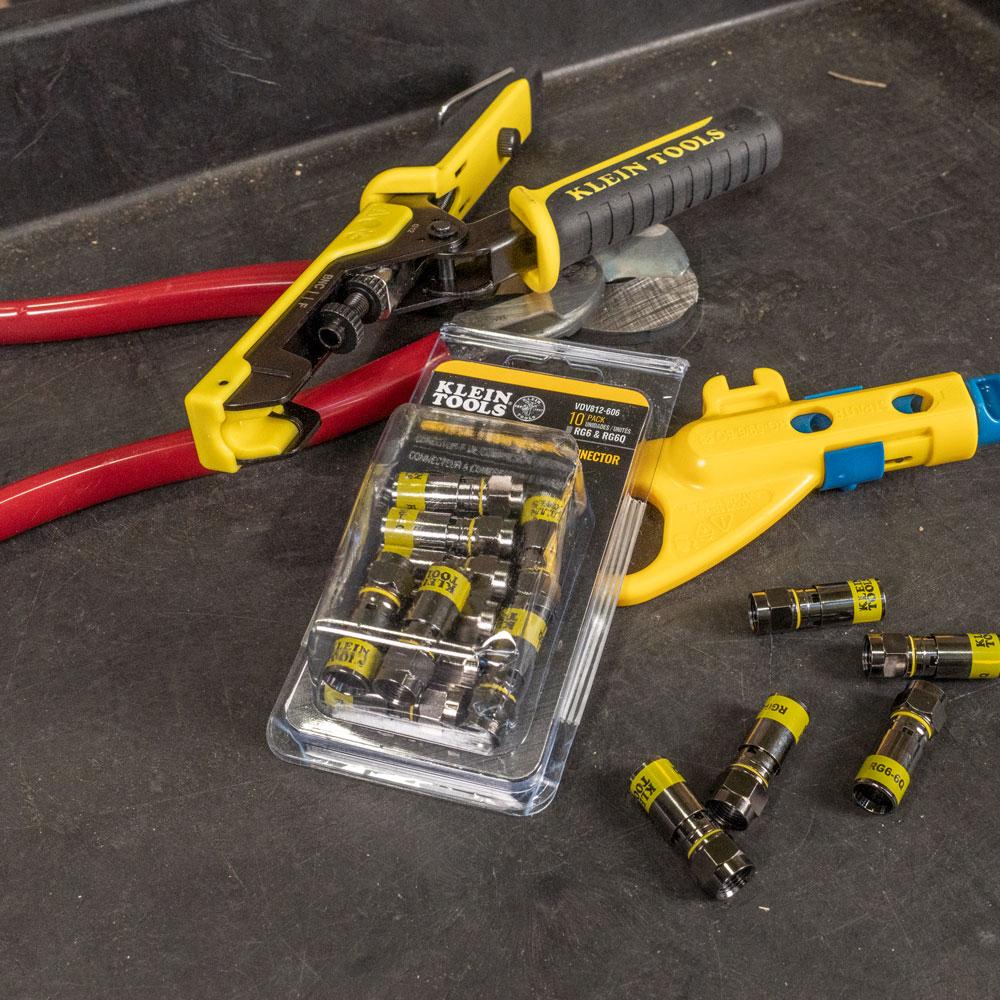 Klein Tools VDV812-606 Universal F Compression Connectors Rg6/6Q 10-Pack