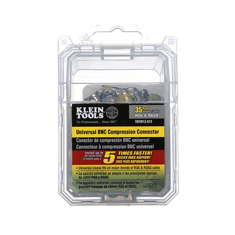 Klein Tools VDV813-613 Universal BNC Compression Connectors RG6-R6Q 35-Pack