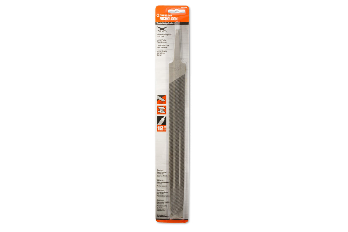 Nicholson 03762NN 12" Flat Double Cut Bastard File - Carded