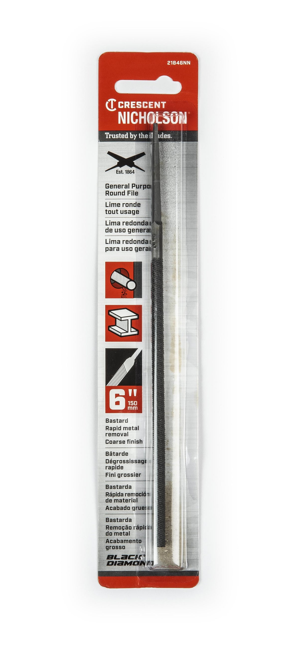 Nicholson 21846NN 6" Round Single Cut Bastard File