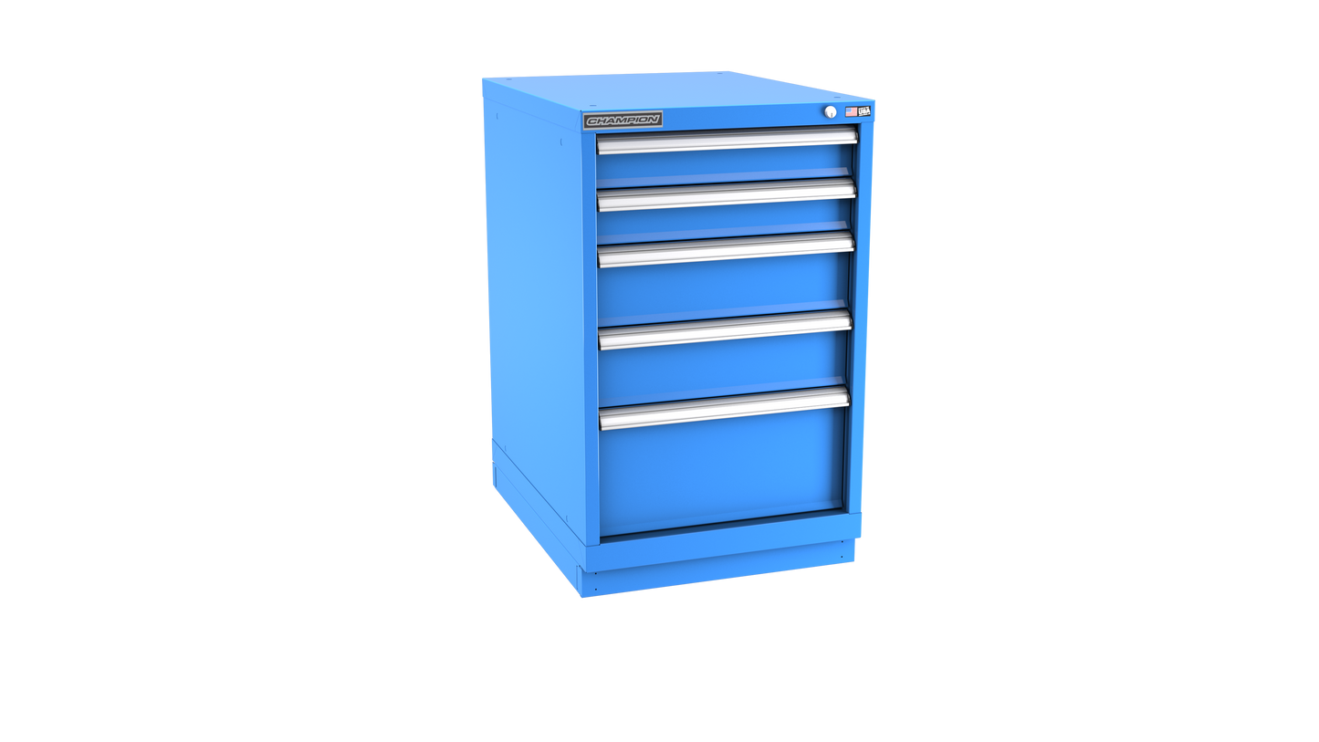 Champion Tool Storage NW1500-0501-ILC-FTB-BB 5-Drawer Standard Depth Modular Cabinet NW0501 | 22-3/16"W x 35-7/8"H x 28-1/2"D, Bright Blue