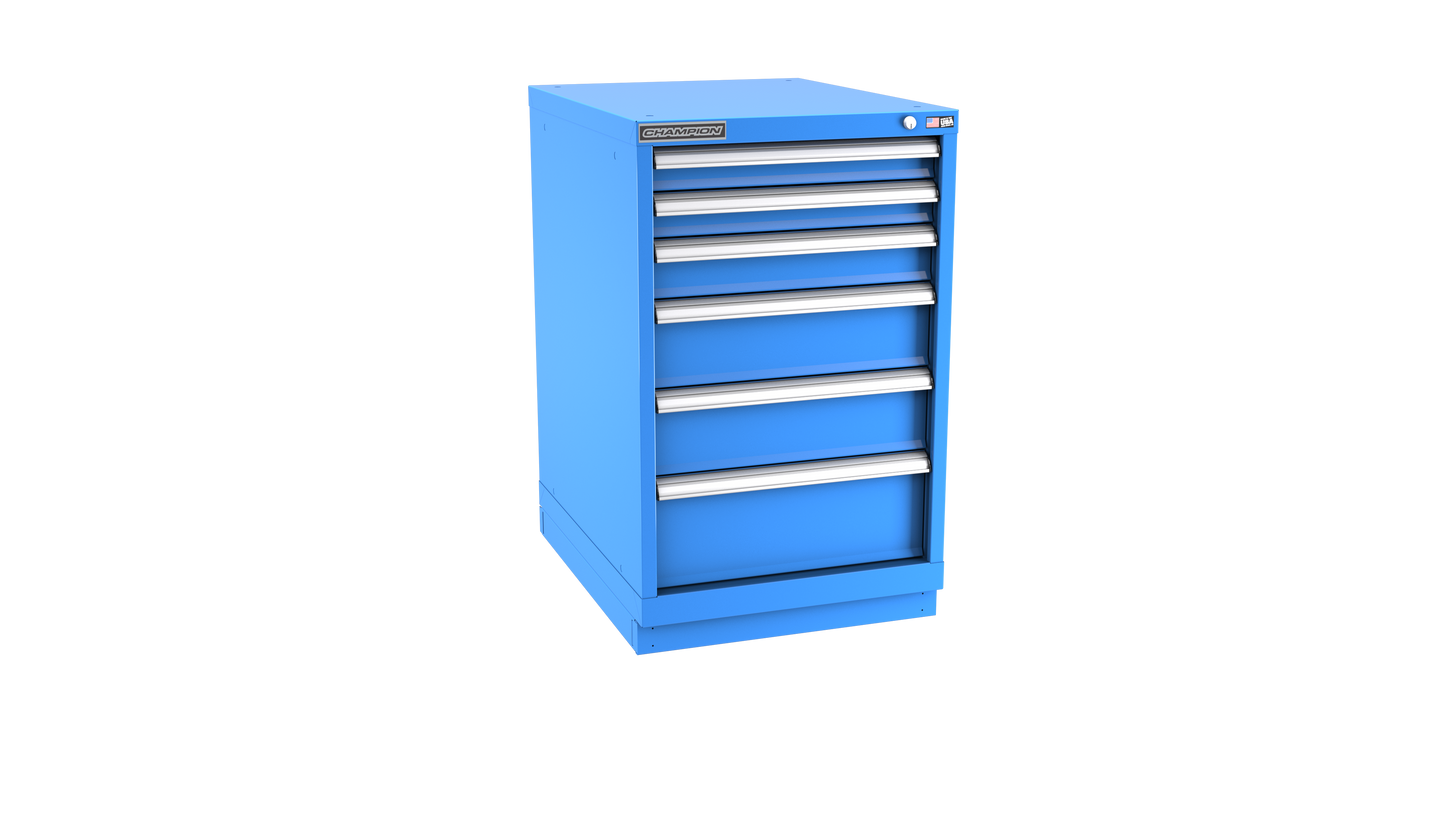 Champion Tool Storage NW1500-0602-ILC-FTB-BB 6-Drawer Standard Depth Modular Cabinet NW0602 | 22-3/16"W x 35-7/8"H x 28-1/2"D, Bright Blue