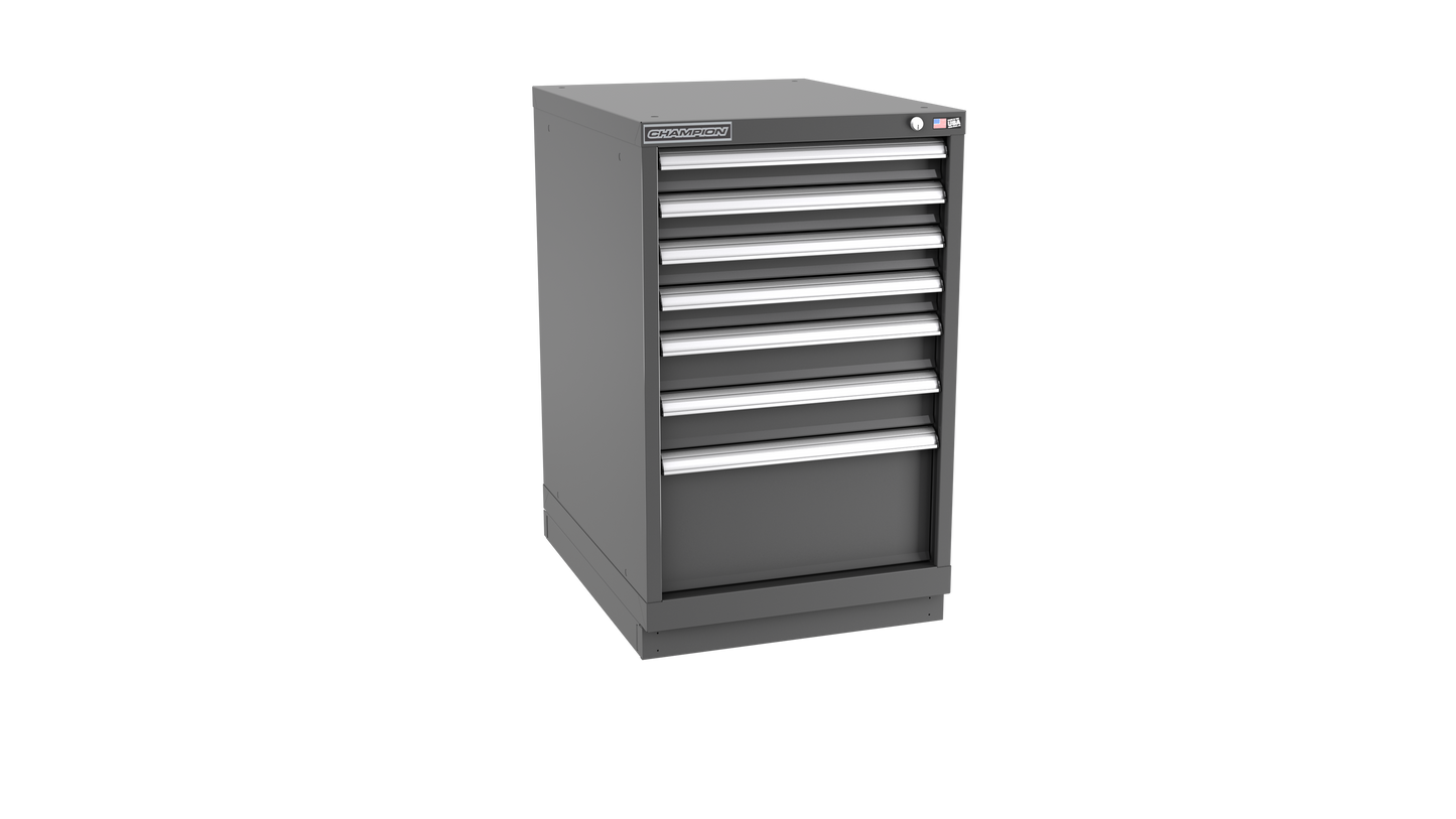 Champion Tool Storage NWS1500-0702-ILC-FTB-DG 7-Drawer Shallow Depth Modular Cabinet NWS0702 | 22-3/16"W x 35-7/8"H x 22-1/2"D, Dark Gray