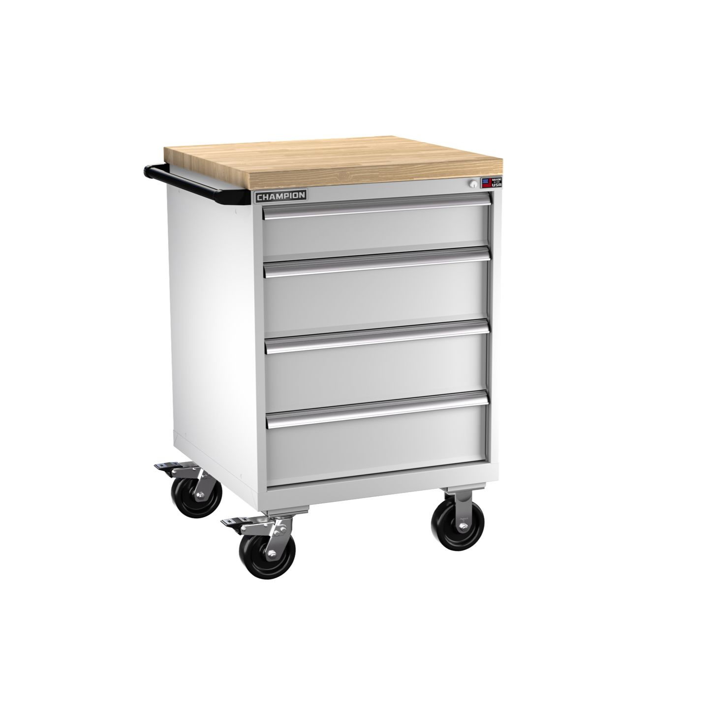 Champion Tool Storage SW1500-0401ILC-MB8-BBT-LG 4-Drawer Standard Depth Mobile Modular Cabinet SW0401ILC | 28-1/4"W x 43-1/4"H x 28-1/2"D, Light Gray