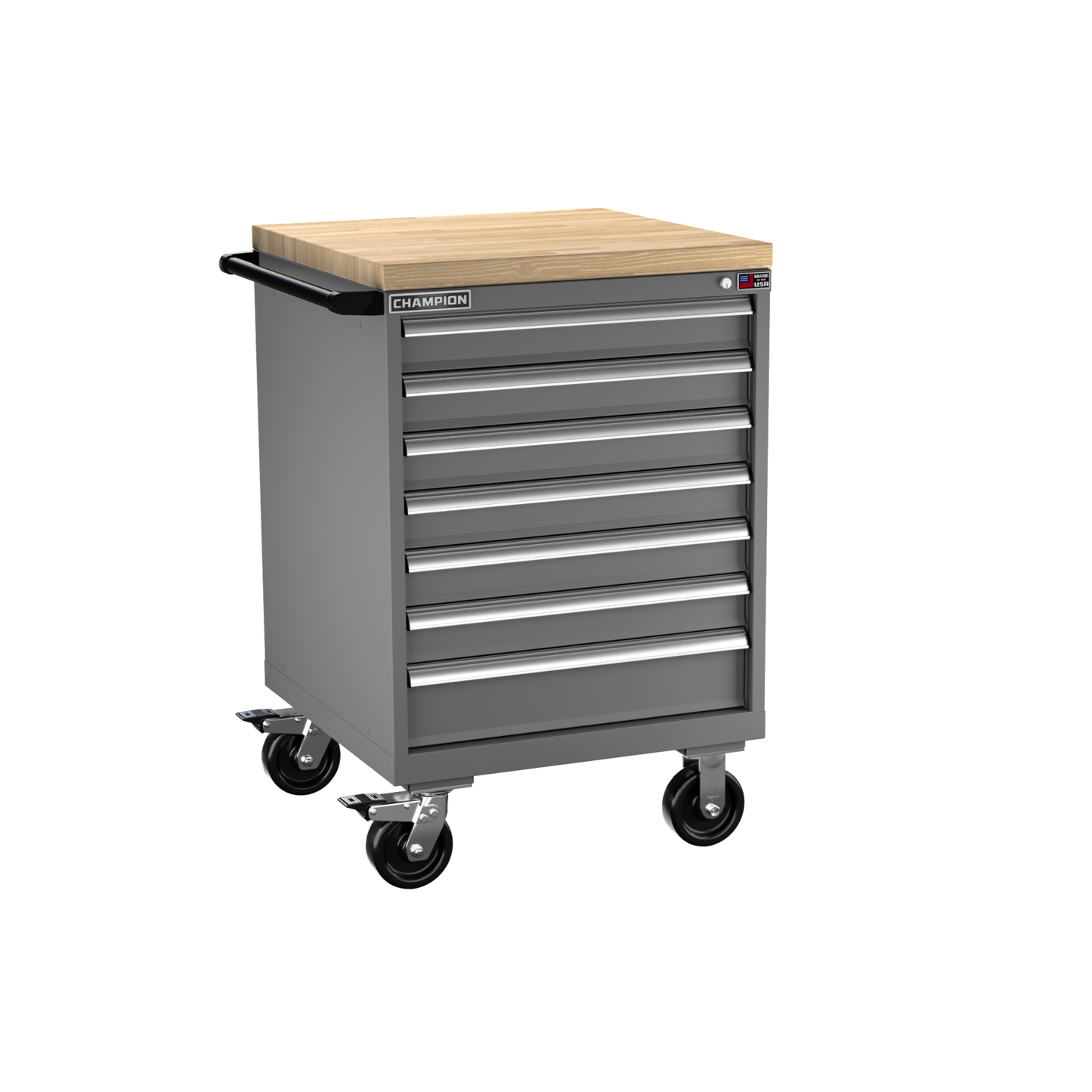 Champion Tool Storage SW1500-0702ILC-MB8-BBT-DG 7-Drawer Standard Depth Mobile Modular Cabinet SW0702ILC | 28-1/4"W x 43-1/4"H x 28-1/2"D, Dark Gray