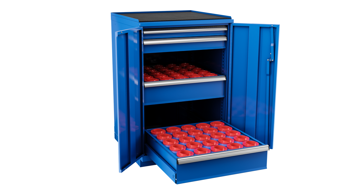 Champion Tool Storage SW1800H80-FTB-BB 2-Door Standard Depth CNC Cabinet SW1800H80 | 28-1/4"W x 41-3/4"H x 28-1/2"D, Bright Blue